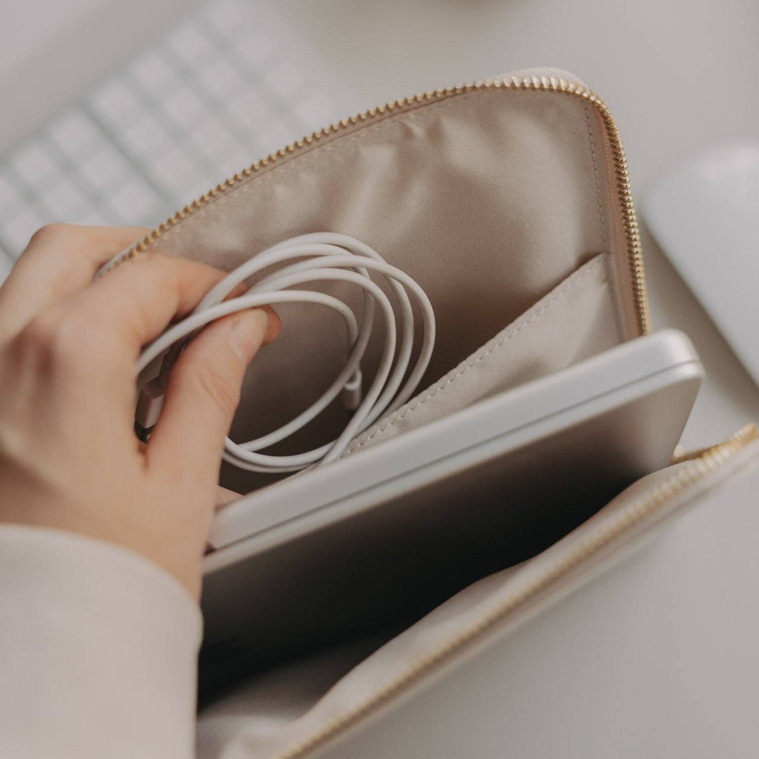 Laptoptasche Herz creme - Eulenschnitt