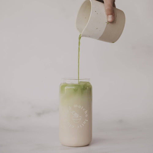 Eulenschnitt Trinkglas Iced Matcha Latte Club