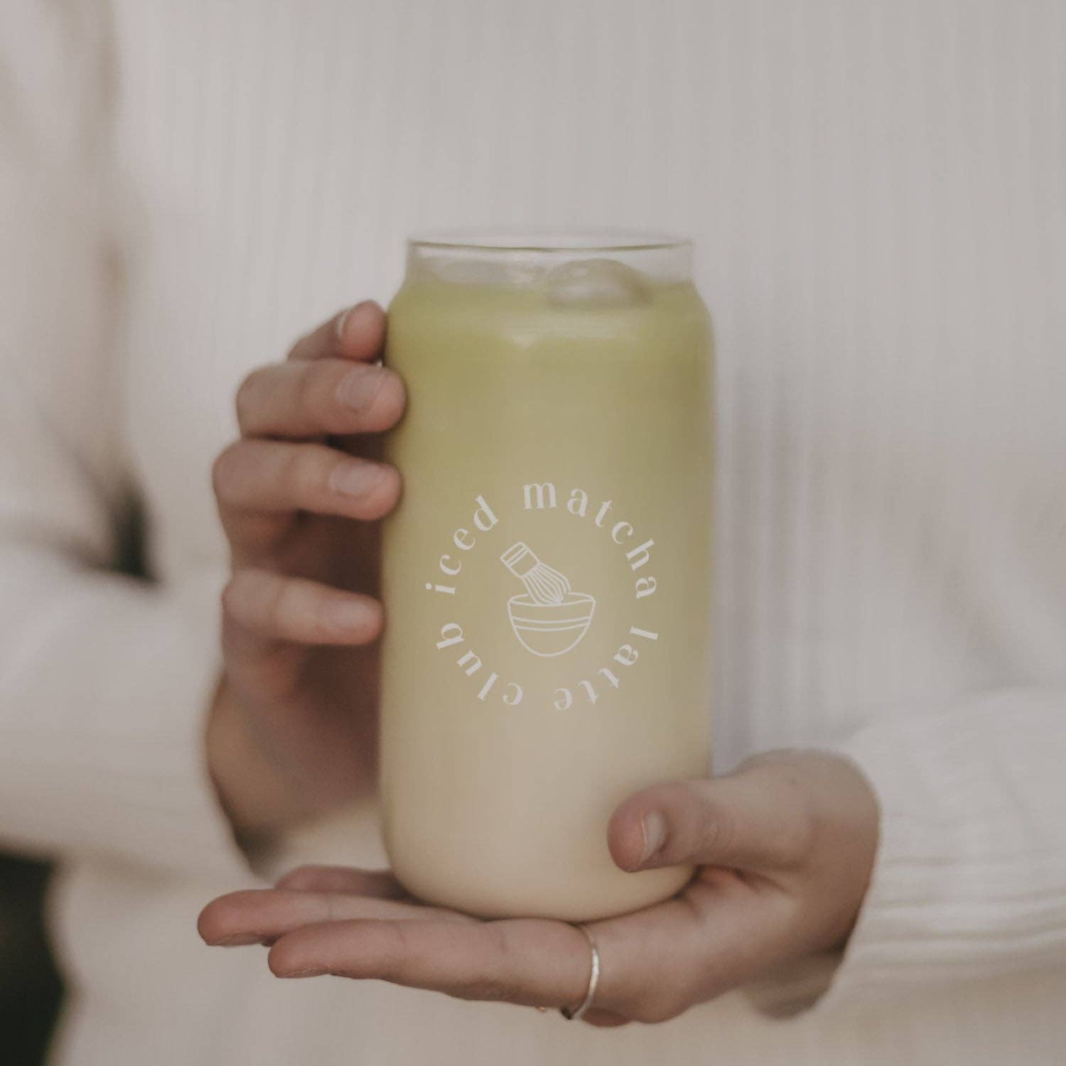 Eulenschnitt Trinkglas Iced Matcha Latte Club