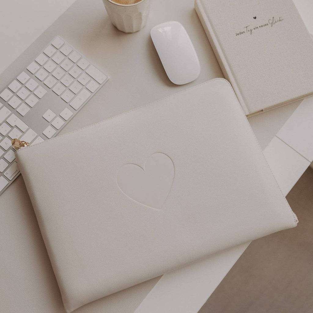 Laptoptasche Herz creme - Eulenschnitt