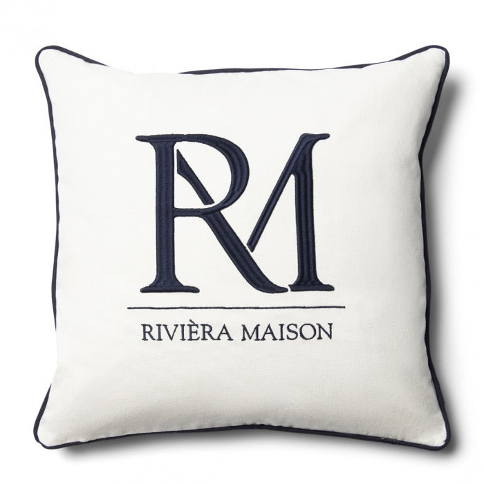 Kissenbezug Riviera Maison Monogram, weiß, 50x5