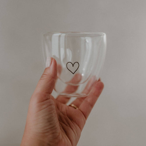 Doppelwandiges Herzglas Herz - Eulenschnitt
